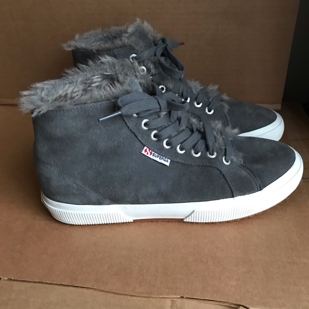 Superga fur lined suede high top sneaker sz 8.5